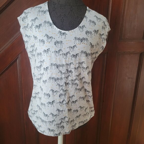 Zebra Print Womens Sleeveless Top Tabitha Webb Size Large Crew Neck Casual Wear - Picture 1 of 6